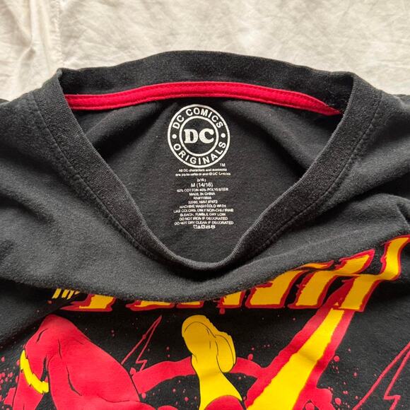 dc comic originals The flash graphic t shirt black red long sleeve size 14/16 - Picture 4 of 6